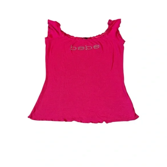 Bebe Y2K Fuchsia Ruffled Tank Top - Picture 4 of 5